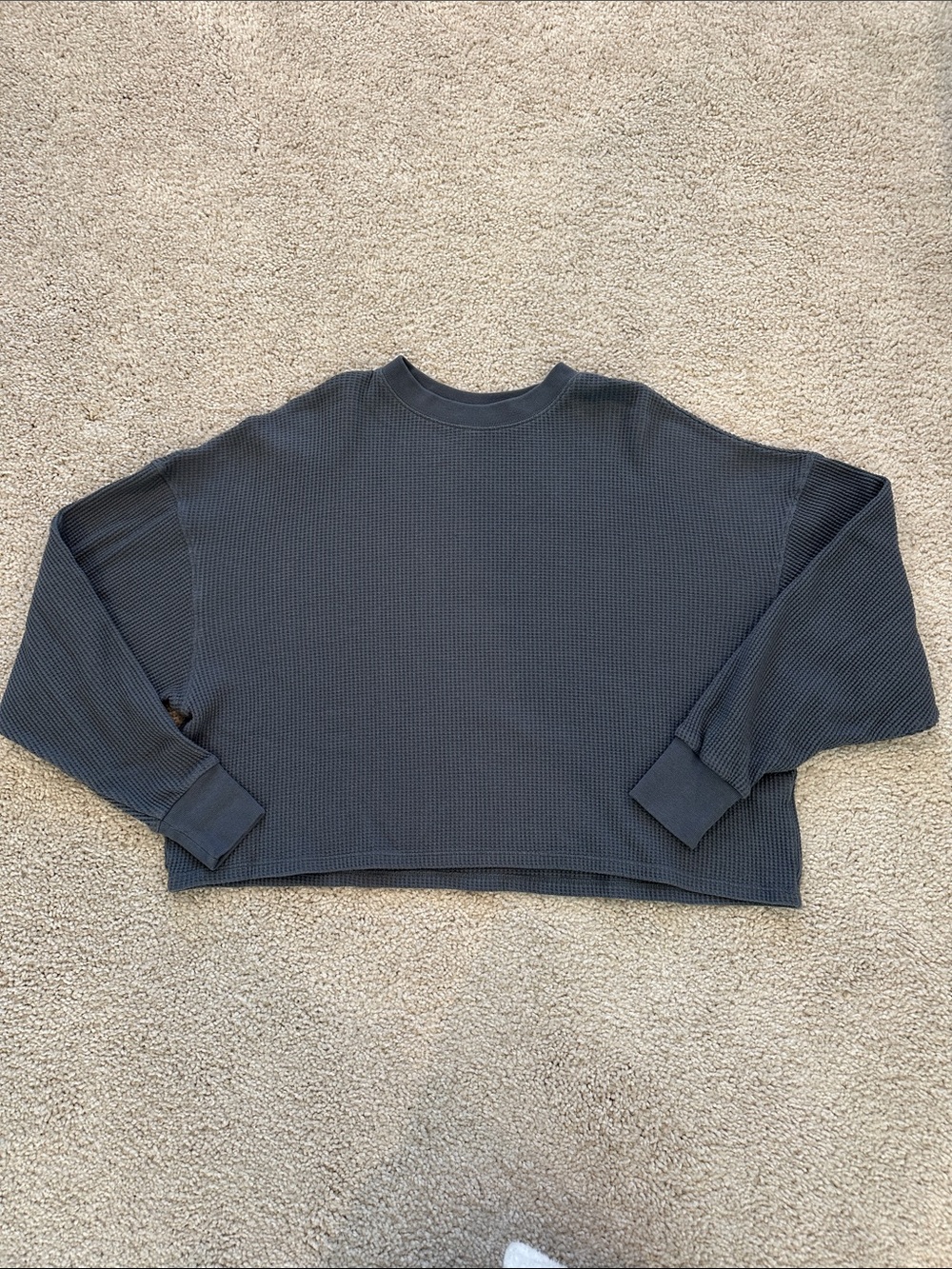 Abercrombie & Fitch Charcoal Waffle Crewneck Sweater
